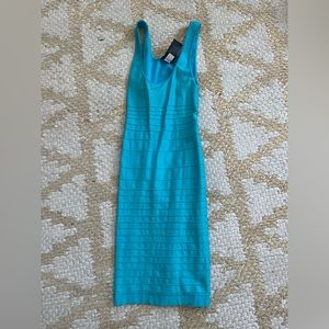 Bright blue super flattering body con mini dress